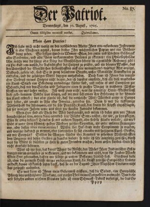 No. 87. Donnerstags, den 30. August, 1725
