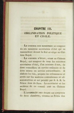 Chapitre III. Organisation politique et civile