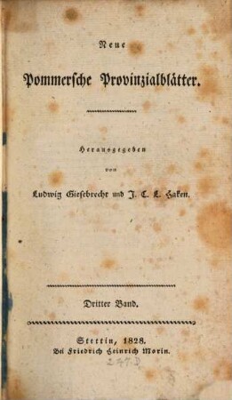 Neue Pommersche Provinzialblätter. 3, 3. 1828
