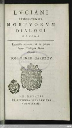 Luciani Samosatensis Mortuorum Dialogi Graece