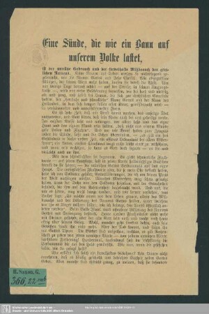 Eine Sünde, die wie ein Bann auf unserem Volke lastet