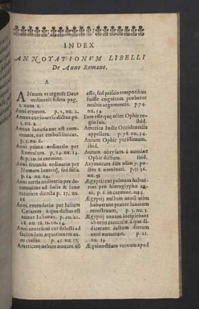 Index annotationum libelli De Anno Romano.