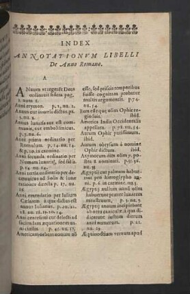 Index annotationum libelli De Anno Romano.