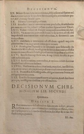 Decisionvm Criminalivm Lib. Secvndi