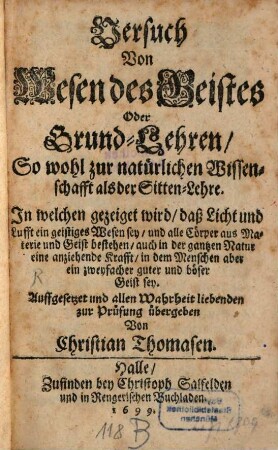 Versuch vom Wesen des Geistes
