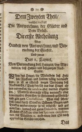 Die erste Abtheilung Aber handelt von Ausweichung und Verrruckung der Glieder.