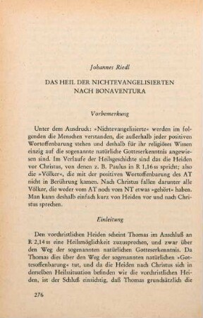 276-289 Das Heil der Nichtevangelisierten nach Bonaventura