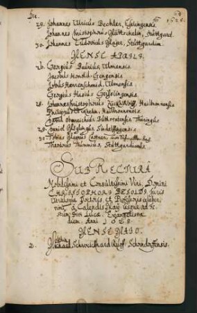 Sommerhalbjahr 1628. Rektorat Christoph Besold