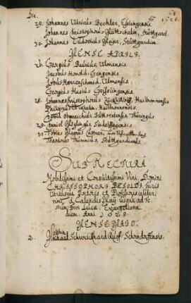 Sommerhalbjahr 1628. Rektorat Christoph Besold