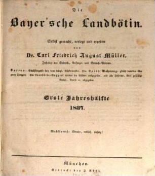 Bayerische Landbötin. 1837, 1