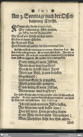 Am 3. Sonntage nach der Offenbahrung Christi