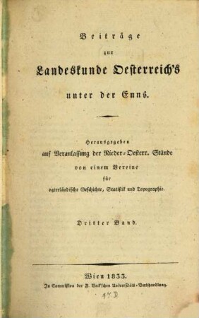 Beiträge zur Landeskunde Österreich's unter der Enns. 3. 1833