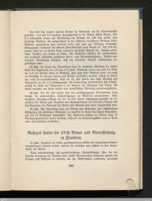 Ruhezeit hinter der XVIII. Armee und Bereitstellung in Flandern