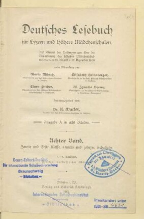 Band 8 = Klasse zwei und eins, neuntes und zehntes Schuljahr, [Schülerband]: [Band 8 = Klasse zwei und eins, neuntes und zehntes Schuljahr, [Schülerband]]