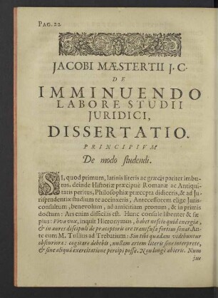 Imminuendo labore studii juridici dissertatio.