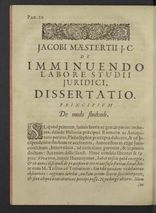 Imminuendo labore studii juridici dissertatio.