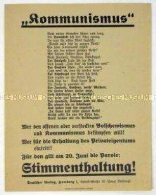 Propagandaflugblatt gegen den Volksentscheid über die Fürstenenteignung