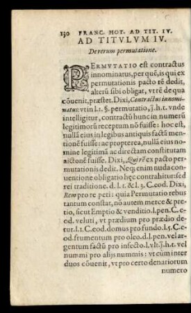 Ad Titulum IV. De rerum permutatione.