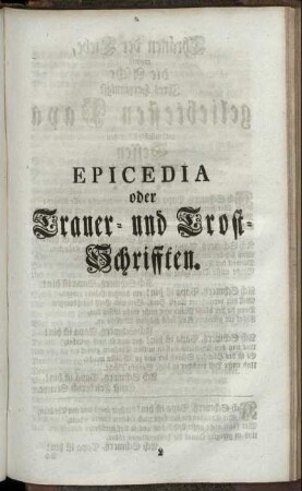 Epicedia oder Trauer- und Trost- Schriften.