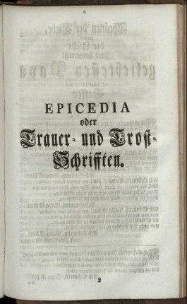 Epicedia oder Trauer- und Trost- Schriften.