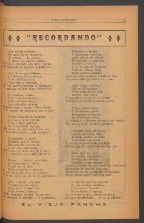 "Recordando" : [Versos del Viejo Pancho]