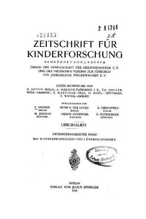 34: Zeitschrift für Kinderforschung - 34.1928