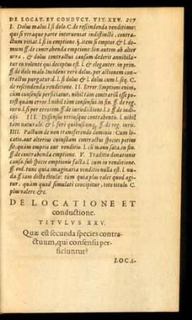 De Locatione Et conductione. Titulus XXV.