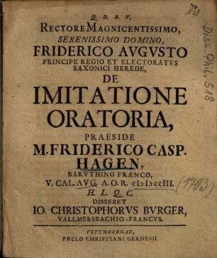 De Imitatione Oratoria