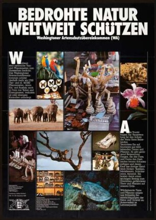 "BEDROHTE NATUR WELTWEIT SCHÜTZEN Washingtoner Artenschutzübereinkommen (WA)" Dezember 1990 Hrsg.: Ministerium für Umwelt Baden-Württemberg