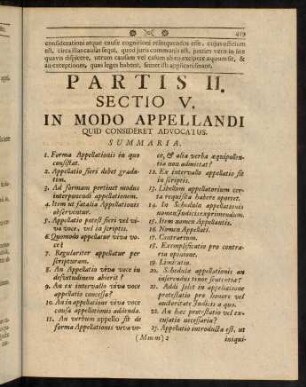 459-473, Sectio V. In Modo Appellandi quid consideret Advocatus.