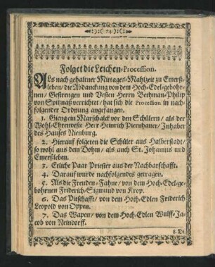 Folget die Leichen-Procession.