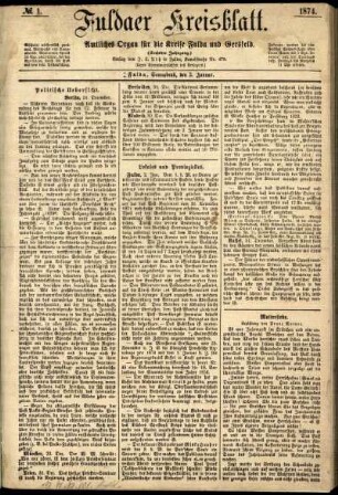 Ausgabe vom Samstag, den 03. Januar 1874.
