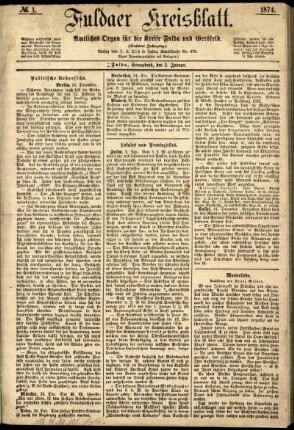 Ausgabe vom Samstag, den 03. Januar 1874.