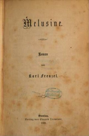 Melusine : Roman von Karl Frenzel