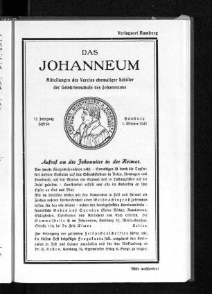 Das Johanneum 13. Jahrgang, Heft 50