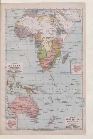 Karte von Afrika / Karte von Australien und Polynesien