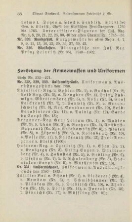 Fortsetzung der Armeewaffen und Uniformen