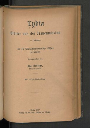 11.1917: Lydia : Bl. aus d. Leipziger Frauenmission