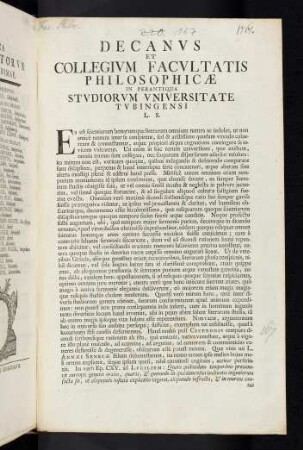 Decanus et Collegium Facultatis Philosophicae ...