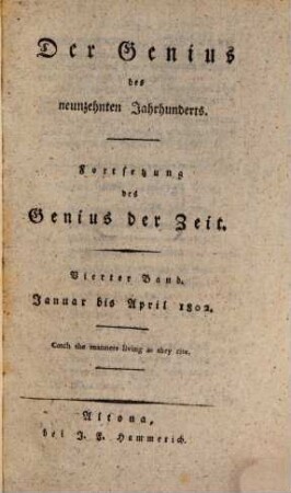 Der Genius des neunzehnten Jahrhunderts, 4. 1802