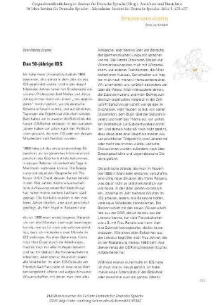 Das 50-jährige IDS