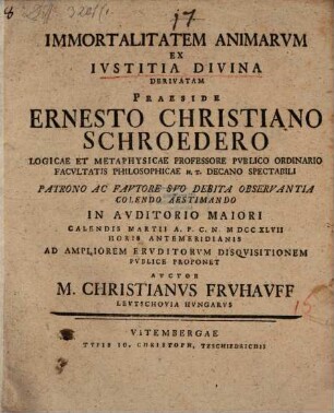 Immortalitatem animarum ex iustitia divina derivatam