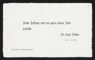 Brief von Karl Böhm an Gerhart Hauptmann