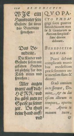 Wie ein Hausvater sein Gesinde sol leren das Benedicite sprechen: