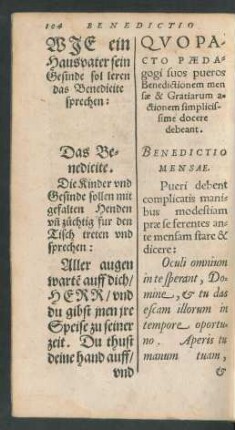 Wie ein Hausvater sein Gesinde sol leren das Benedicite sprechen: