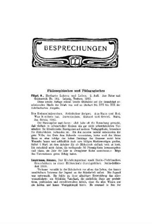 Besprechungen : Philosophisches und Pädagogisches
