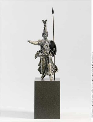 Römische Statuette der zum Kampf herabschwebenden Minerva