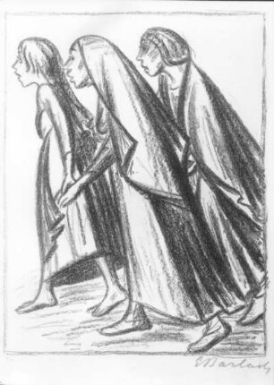 Singende Mädchen : Singende Mädchen. Lithografie; 35,6 x 27,3 cm (Bildfeld) (1924; E. Barlach)