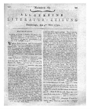 Handbuch über die kurze Arithmetick oder Rechenkunst. Erstes und zweytes Heft. Berlin: Selbstverl. 1788 - 1789