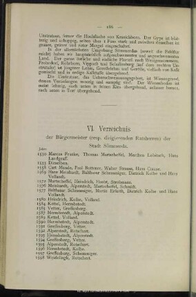 VI. Verzeichnis der Bürgermeister (resp. dirigierenden Ratsherren) der Stadt Sömmerda